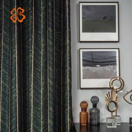 Luxury Golden Curtains For The Living Room Modern Blackish Green Drapes Bedroom High-grade Texture Window Panel Custom Made Curtain &