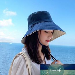 Fisherman Hat Cotton Double-Sided For Women Outdoor Fishing Cap Casual Panama Wide Brim Bucket Cap Sunscreen Sun Cap