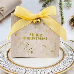 Christmas Gift Bags Packaging Mini Grey Marble Gift Bag For Party Baby Shower Paper Chocolate Candy Box With Ribbons&bells H1231