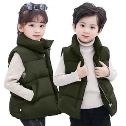 4-12 Years Children Warm Vest Jacket Coat Autumn Kids Boy Girls Down Outerwear Winter Teenager Clothing Coats Vests 211203