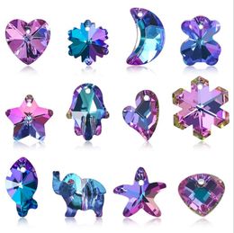 Crystal Glass Necklace Pendant Fantasy Pink Purple Star Moon Snowflake Personality Creative Pendants diy Earrings Phone Bracelet Jewellery Accessories