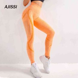 Seamless Yoga Pants Women High Waist Hollow Sport Pants Female Running Training Fitness Gym Leggings H1221