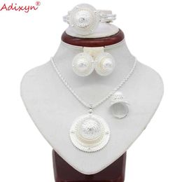 Adixyn Ethiopian Necklace/Pendant/Earrings/Ring/Bangle Jewellery sets Silver Colour African Eritrean Wedding Gifts N06156 H1022