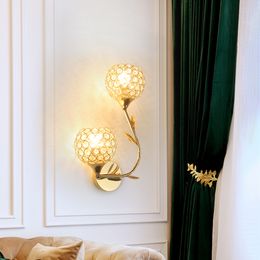 Fashion Golden crystal creative wall lamps living room bedroom staircase indoor decoration wall light