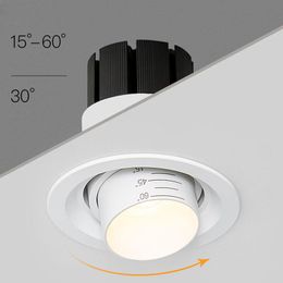 Downlights Beam Angle Adjustable 15/45/60 Degrees LED COB Recessed Downlight 7W 12W 15W 20W Ceiling Spot Light For Picture Background