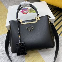 luxury Designer handbag Medium Saffiano leather Double Top Handle Totes Detachable Adjustable Shoulder Strap Bags Cross-Body Snap Closure Gold-plated hardware Bag