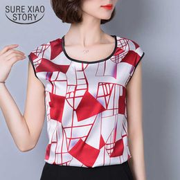 summer sleeveless chiffon women blouse shirt geometric striped women's clothing plus size 5XL women's tops blusas D733 30 210528