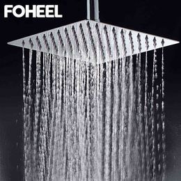 FOHEEL 8 inch Shower Head Stainless Steel Shower Head Water Saving Bathroom Rain Spa Square Handheld Shower Head for Home H1209