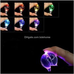 Keychains Fashion Aessories Drop Delivery 2021 Lnrrabc 1 Pc Unisex Charming Clear Led Light Lamp Bulb Change Colours Key Chain Gift Kutoi