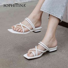 SOPHITINA Women Slide Sandals Two-wear Style Low Heel Cross Strappy Flip Flops Summer Outdoor Ladies Casual Shoes PO645 210513