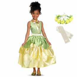 Girls Princess Tianna Dress up Costume Kids Cosplay Princess and Frog Clothing Child Birthday Party Halloween Fancy Ball Gown 210331