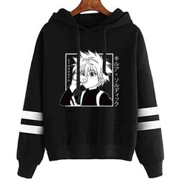 Harajuku Hunter X Hunter Hoodies Men Women Long Sleeve Sweatshirt Killua Anime Manga Black Hoodies Tops Clothes H1227