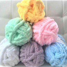 1PC DIY Super Bulky Arm Knitting wool 2.5cm Thick Home Rug knitted Chenille Chunky Yarn For Knitting Hand Knitting Supplies D30 Y211129