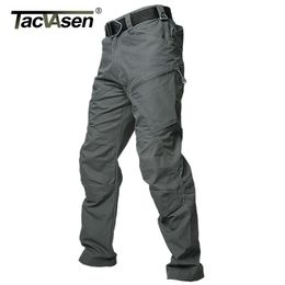 TACVASEN Tactical Cargo Pants Mens Summer Straight Combat Army Military Pants Cotton Many Pockets Stretch Security Trousers Men 210406
