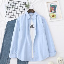 H.SA Factoty Sale High Qulaity Women Solid Cotton Shirts Turn Down Collar Long Sleeve Candy Colour Formal Blouse Tops 210417