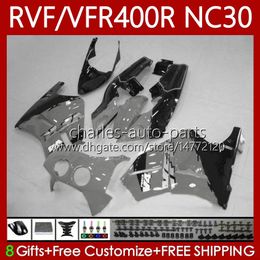 Fairings Kit For HONDA VFR400 R RVF400R NC30 V4 1989 1990 1991 1992 1993 79No.110 RVF VFR 400 RVF400 R 400RR Grey black VFR 400R VFR400RR 89-93 VFR400R 89 90 91 92 93 Body
