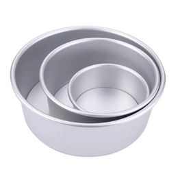 3 Tiered Round Cake Pan Mould Set Aluminium Alloy Non Stick 4/6/8 inch Cake Baking Pans With Removable Bottom Kitchen Cakes Moulds 210721