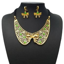 Earrings & Necklace YULAILI Vintage Dubai Gold Jewellery Sets For Women Bowknot Stud Brides Party Costume Wedding Accessories