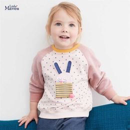 Little maven Girls Sweatshirts Animal Rabbit Cute Clothes Cotton Children's Clothing for Baby Garment 211110