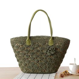 Shoulder Straw Fashion Gold Thread Shell Hook Flower Hand-Woven Seaside Beach Bag