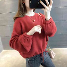 Autumn And Winter Sweaters Women's Korean Version Of The Small Man Waist Knit Sweater Outside Tide 210427