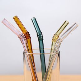 Colourful Drinking Straws High Borosilicate Glass Reusable Straw for Smoothies Juice Milkshake Coffee Cocktail