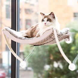 Cat Hammock Pet Balcony Hanging Bed Window Mount Sunny Seat for Climbing Sleeping Lounger Mat Warm Ferret Cage Shelf 211111