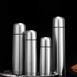 1000Ml Double-Layer Bullet Shape Thermos Stainless Steel Water Bottle Vacuum Flask Drink Coffee Mug For Travel Cup 210615