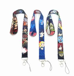 10pcs Cute Japanese Anime FAIRY TAIL Lanyards Keychain for ID Card Mobile Strap Key Hang Rope Phone Lanyard