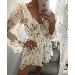 INSPIRED Corset sexy Dress lace-up front hot summer Asymmetrical Ruffle party new chic women 210412