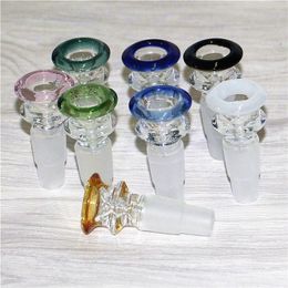 Thick Round Smoking Glass Bowl Herb Dry Oil Burner Bowls Hookahs 14mm 18mm male Dabber Tools Accessoriess silicone bongs