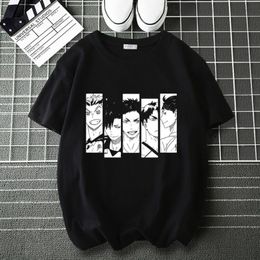 2024ss T-Shirts Mens T-Shirts Haikyuu!! Black And White Cartoon Cotton Tee Shirt Men Anime T Brand Casual Loose Tops Male Hip Hop Harajuku