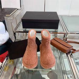 Designer Winter Fur Boots Women High Top Natural Wool Snow Boot Slip-on Lazy Furry Loafers Shoes women