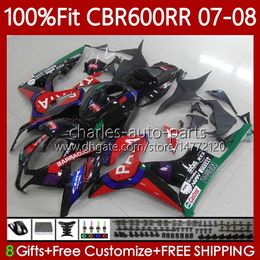 Injection Mould Fairings For HONDA CBR 600CC 600 Black red new RR CC F5 600F5 2007 2008 Body 70No.86 CBR-600 CBR600 RR CBR 600RR 07-08 CBR600F5 CBR600RR 07 08 OEM Bodywork