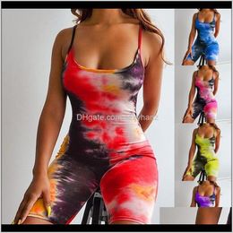 Jumpsuits Rompers Womens Clothing Apparel Drop Delivery 2021 Summer Sexy Women Party Evening Tiedye Jumpsuit Camisole Short Pants Beach Bodys