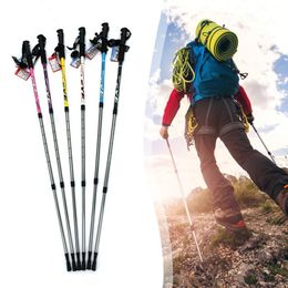 Trekking Poles Cork Handle Walking Stick Folding Cane 135cm Three Sections Retractable