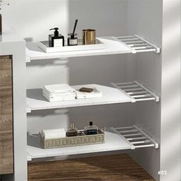 Multifunction Closet Organizer Storage Shelf Retractable Cabinets Layered Partition Space Save Kitchen Bedroom Holder 211102