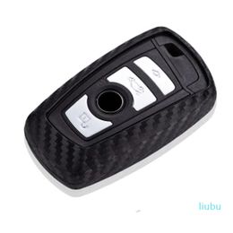 Keychains SeiYio Carbon Fiber Silicone Key Sleeve Car Holder Ring For 3series 5series 7series X1X3X4X5X6