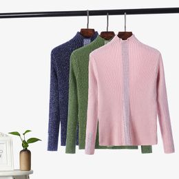 Korean Turtleneck Thick Knitted Sweater Women's Autumn Winter Drilling Long Sleeve Pullover Slim Fit Women Tops 210420