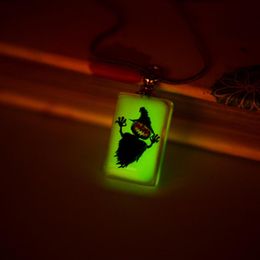 Pendant Necklaces Rectangle Halloween Pattern Custom Horrible Glow In The Dark Necklace DIY Gift For Children And Friend