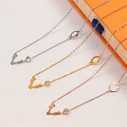 Diamond Letter Simple Pendant Necklaces With Box Elegant Trendy Luxury Necklace Punk Personality Charm Classic Jewellery