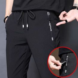 Summer Thin Men's Sports Pants Men Casual Korean Elasticity Feet Quick Dry Straight Brand Business Suit Trousers 210715