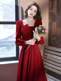 Premium Hepburn French red dress dress