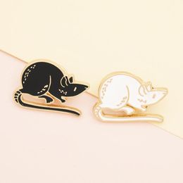 Pins, Brooches Cute Cartoon Black White Rats Enamel For Friends Animal Badge Bag Shirt Lapel Pin Buckle Jewelry Accessories Gifts