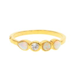 Wedding Rings Beautiful Cute Simple Gold Colour Ring White Fire Opals Inlaid CZ Finger For Dainty Women Delicate Jewellery High Quality