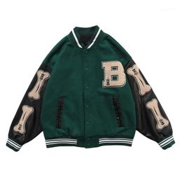Men's Jackets 2021 Hip Hop Patchwork Color Block Mens Harajuku College Style Bomber Jacket Men Baseball Coats 3