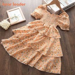 Bear Leader Summer Girls Dress Clothes Flower Princess Children Baby Casual Wear Layered 210708