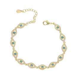 Yellow Gold charms Women 2019 CZ Blue Turkish Bracelet Girls Evil Eye Jewellery 15+4cm adjustable size