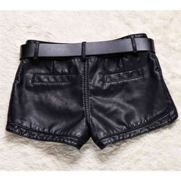 autumn and winter Ladies PU leather shorts Korean casual slim boots DK291 210724