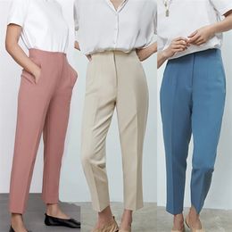 Pants Za spring casual chic women pantss fashion high-waist office street pants 210925